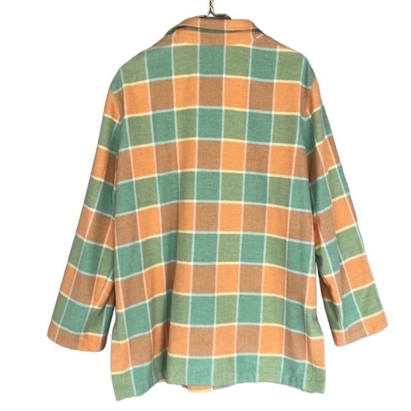 Escada Margaretha Ley Orange & Green Plaid Cashmere Wool Shirt Jacket - Picture 3 of 13